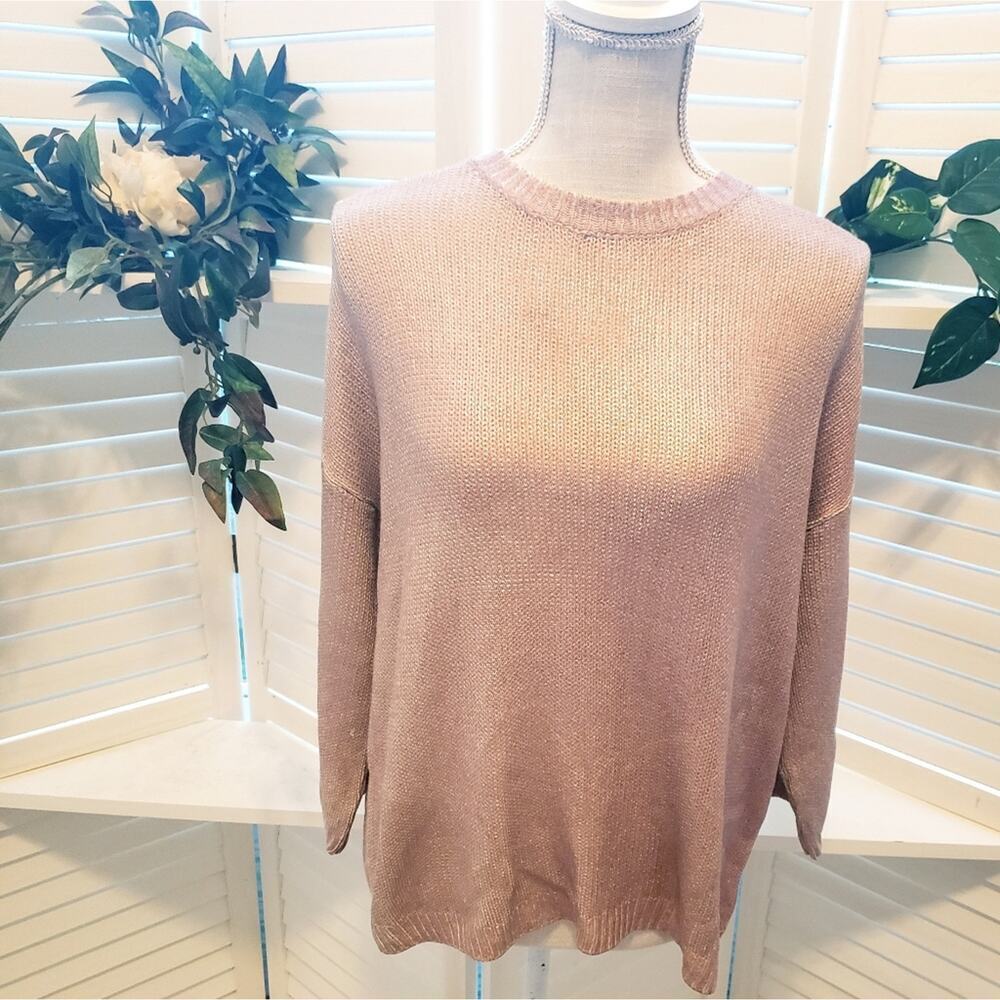 ANTHROPOLOGIE CHELSEA & THEODORE SHIMMER BLUSH SWEATER SIZE MED
